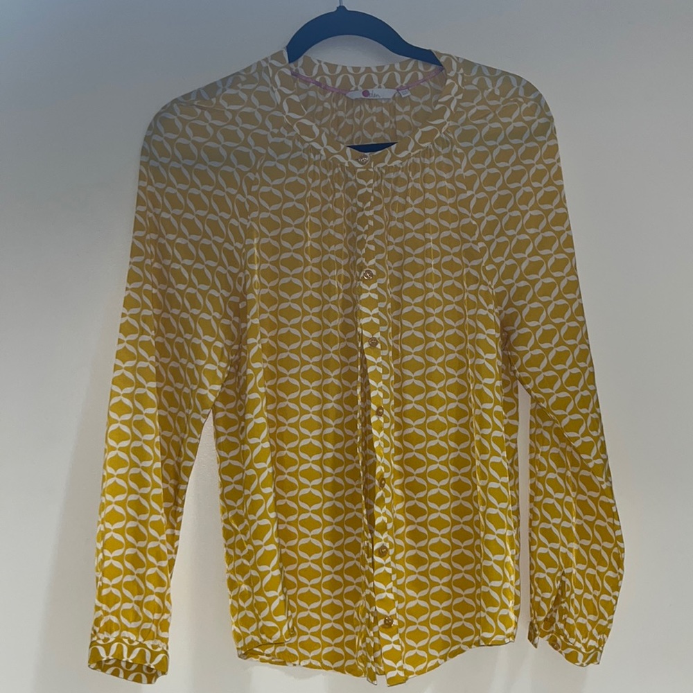 Boden Yellow‎ and White Patterned Blouse